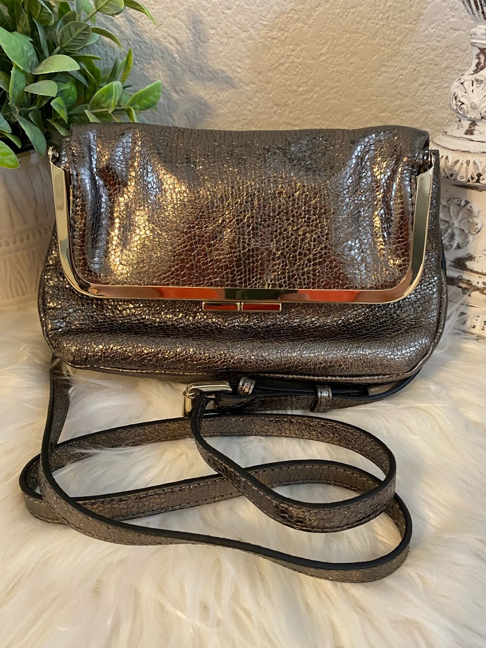 Vince Camuto Metallic Gunmetal Crossbody or Clutch